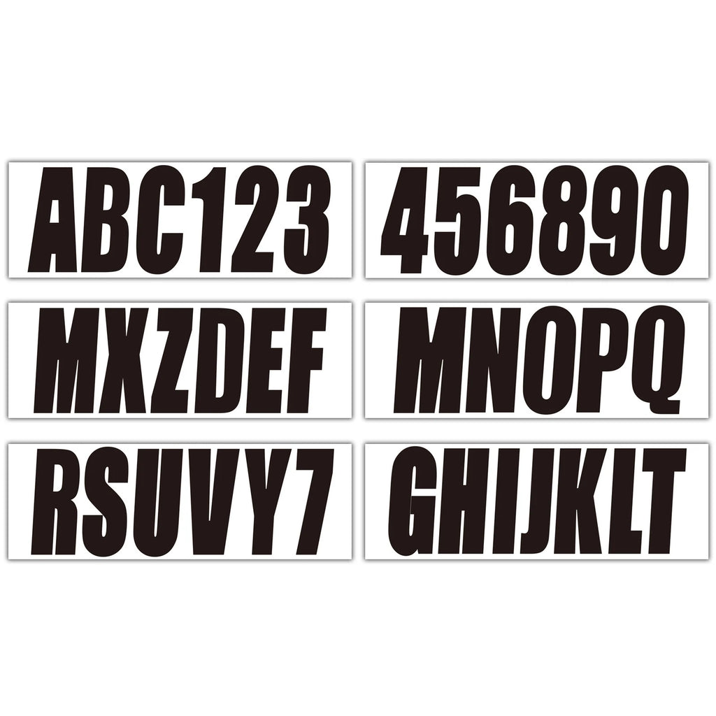 3" Black Alpha-Numeric Registration Identification Numbers Stickers Decals