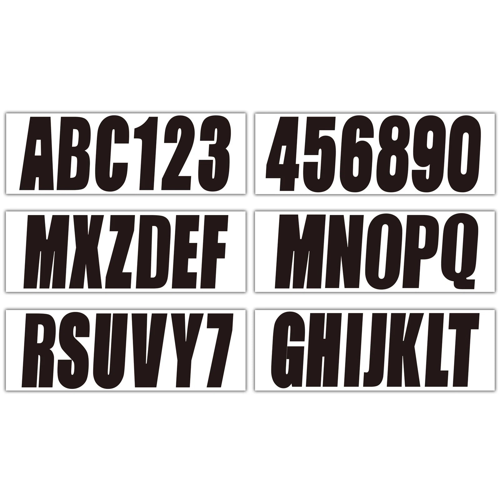 3" Black Alpha-Numeric Registration Identification Numbers Stickers Decals