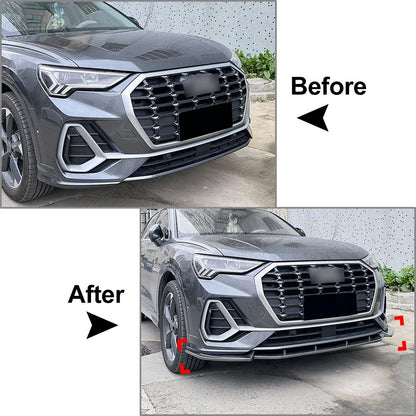 Front Bumper Splitter Spoiler Lip for Audi Q3 F3 Sline (2019–2024)