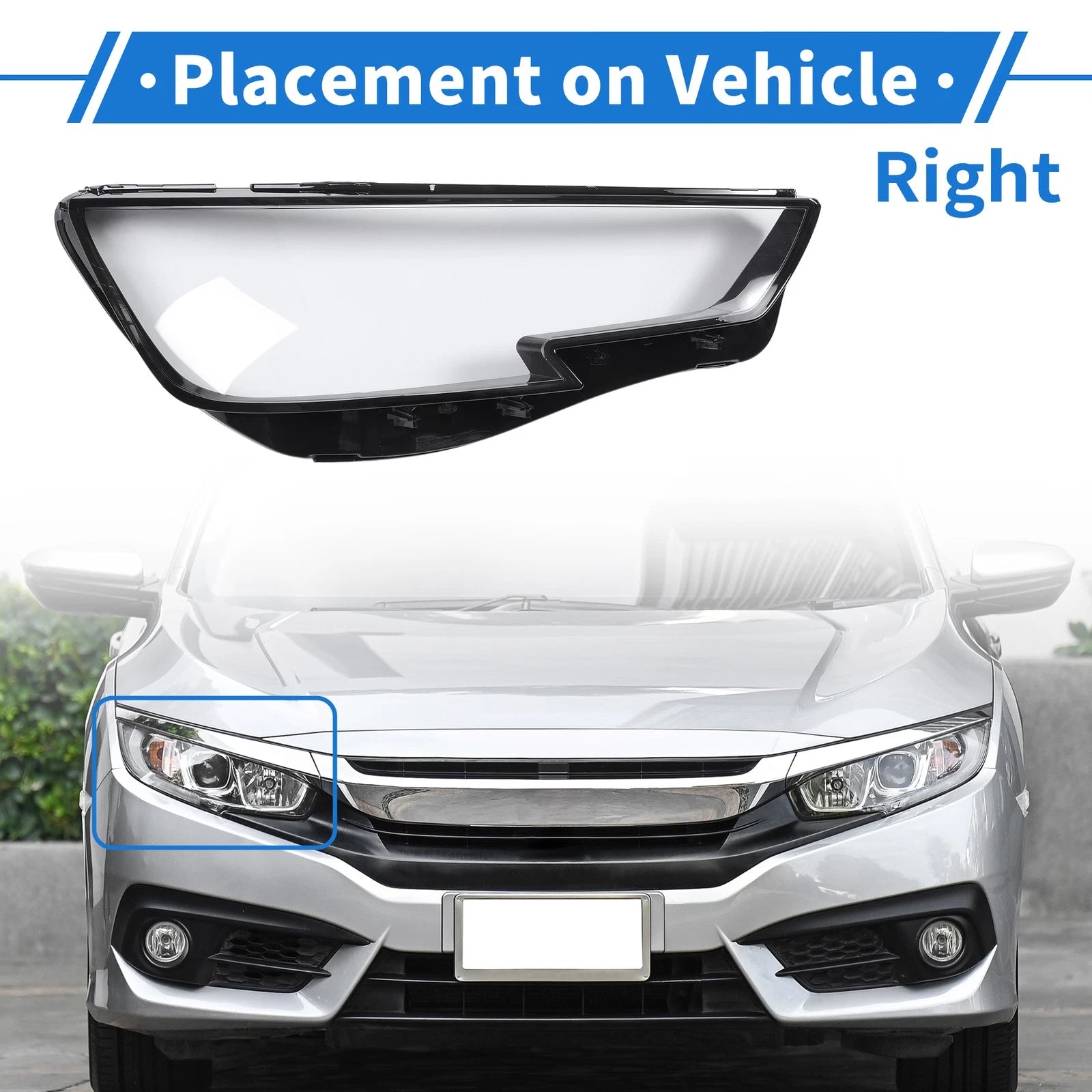 Front Right Headlight Lens Cover Replacement for Audi A4 (2016–2019)