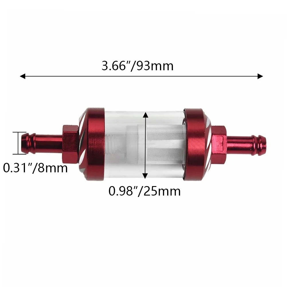 Inline Fuel Filter for Motorcycle (1" 5/16" 93mm Length)