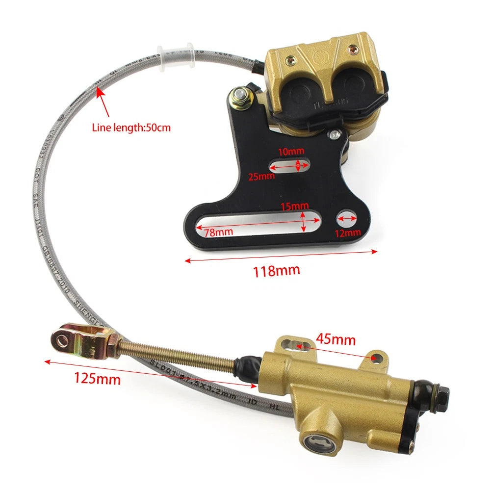 Rear Hydraulic Master Cylinder Brake Caliper Assembly for Pit Dirt Bike 125cc