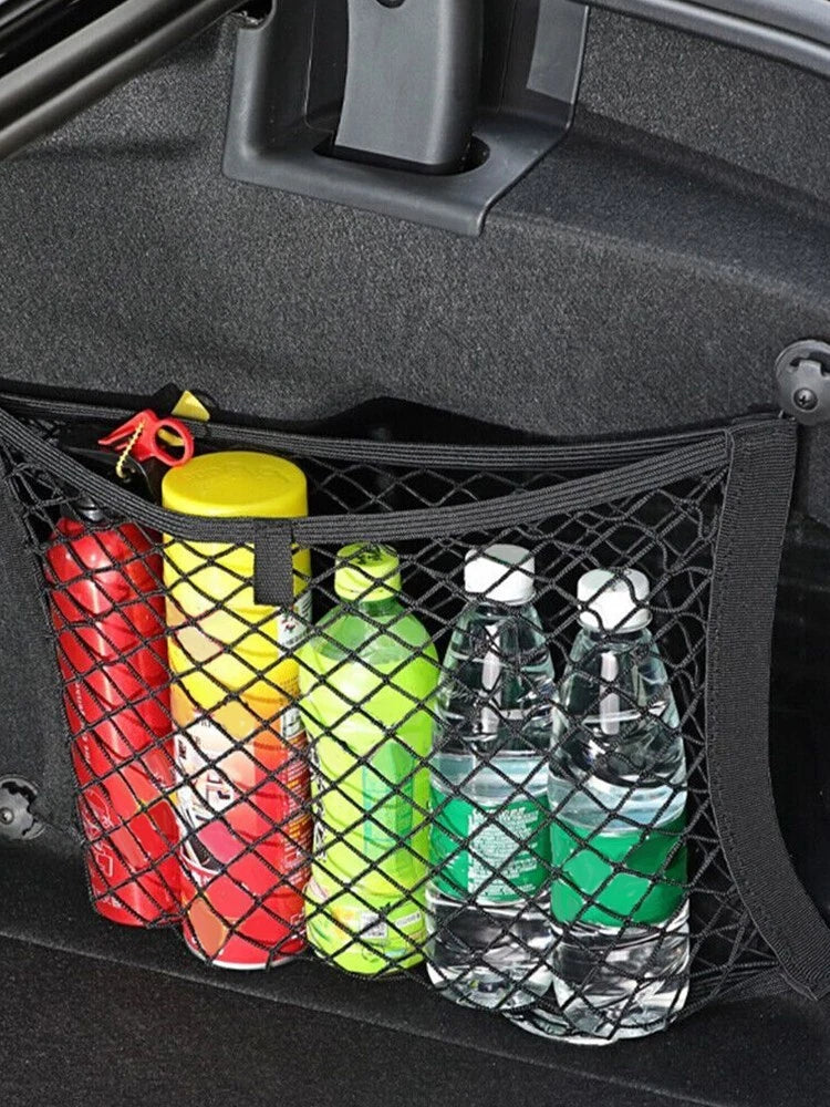2X Small Cargo Nets for Automotive (with 8 Hooks & 8 Screws)