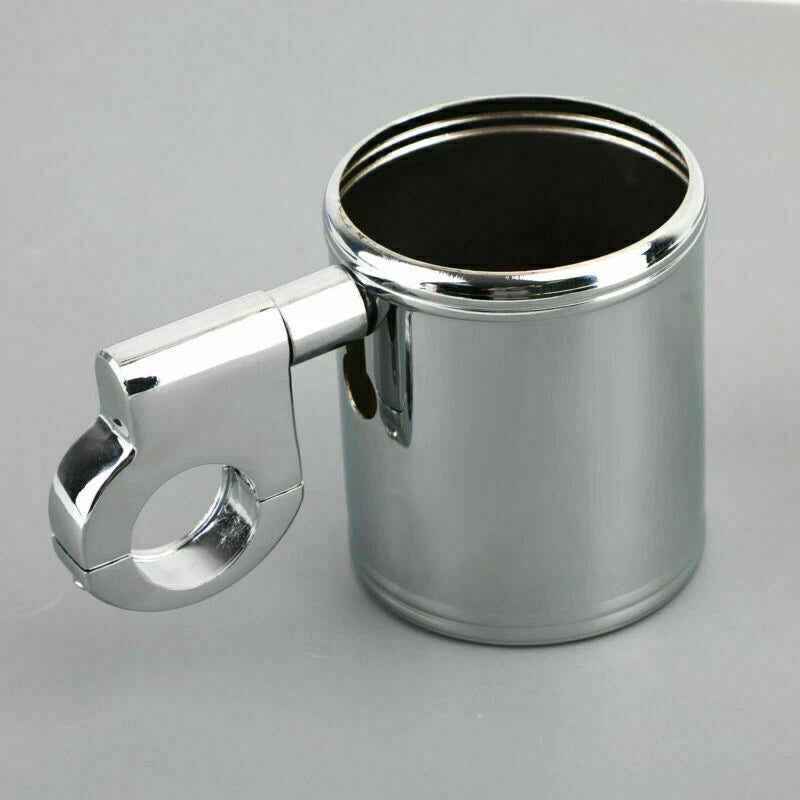Chrome Cup Bottle Holder for Chopper Cruiser Bobber (7/8", 1", 1-1/4")
