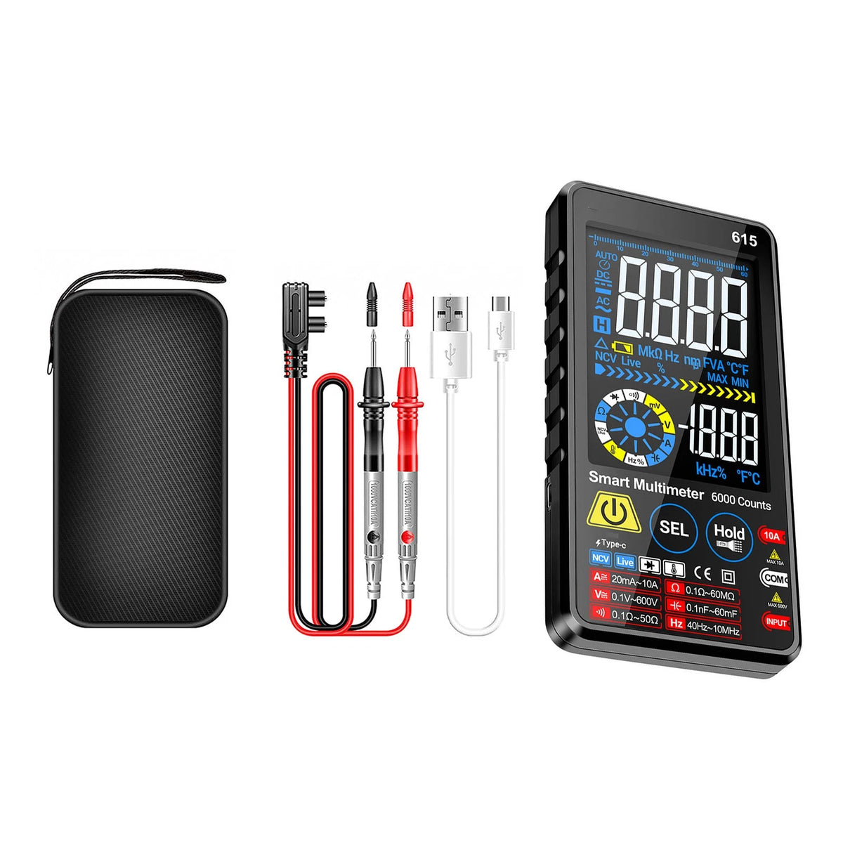 Digital Multimeter Tester for Auto Range 6000 Counts (AC DC Volt Ohm Hz)