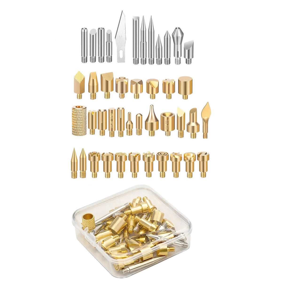 43x Brass Wood Burning Tips for Pyrography Engraving M4 Screw
