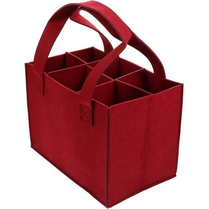 6-Bottle Red Felt Wine Bag for Storage