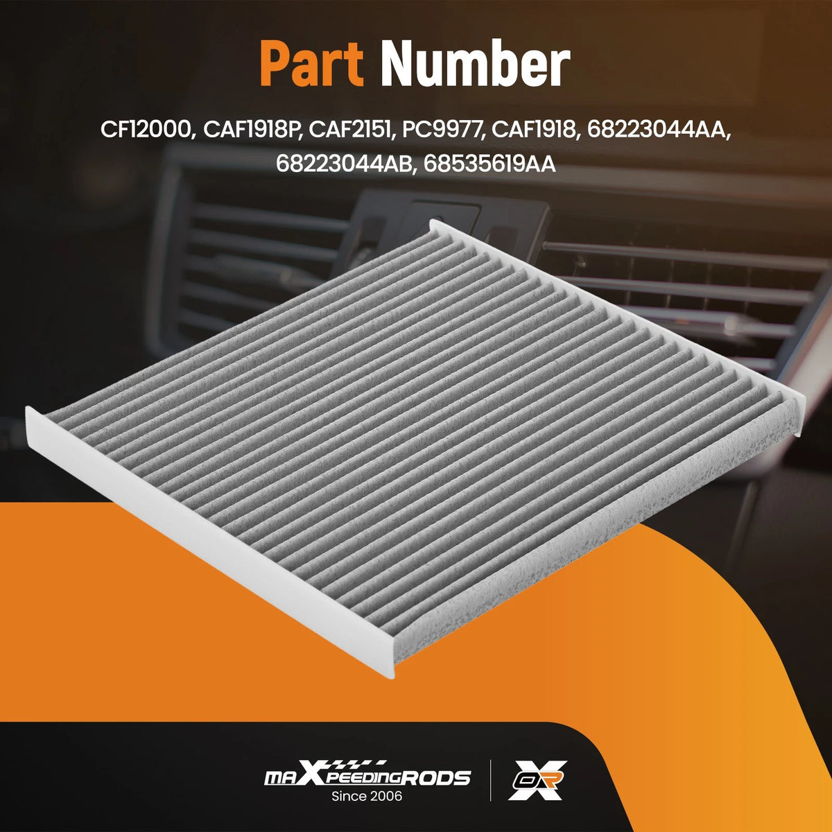 Cabin Air Filter for Chrysler 200 (2015–2017) Jeep Cherokee (2014–2020) 68223044AA