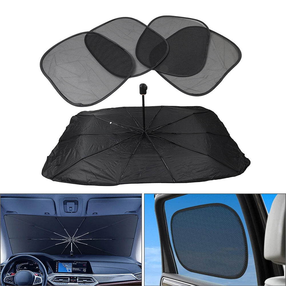 Set of 5 Front Window Sun Shade Visor Cover for Universal Fit
