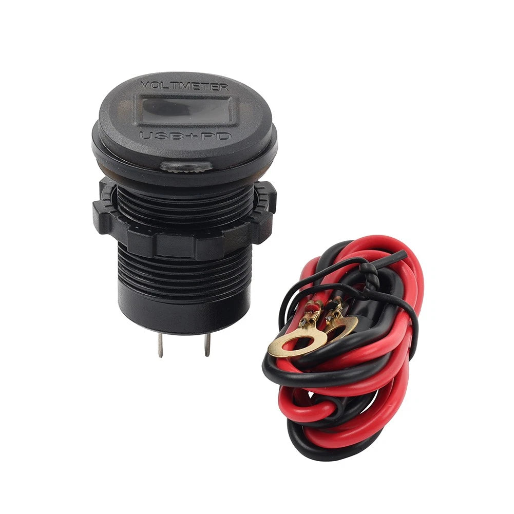 USB PD Type-C Car Boat Charger Socket Power Adapter Outlet Voltmeter