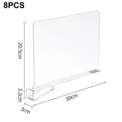 8 Pack Clear Acrylic Shelf Dividers for Kitchen and Classroom Organization