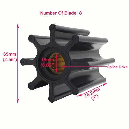Water Pump Impeller for Jabsco Mercury Caterpillar (17018-0001, 47-816814T, 3N5895)