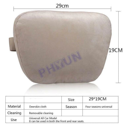 Headrest Pillow for Universal Car Truck (Soft Beige Suede Fabric)