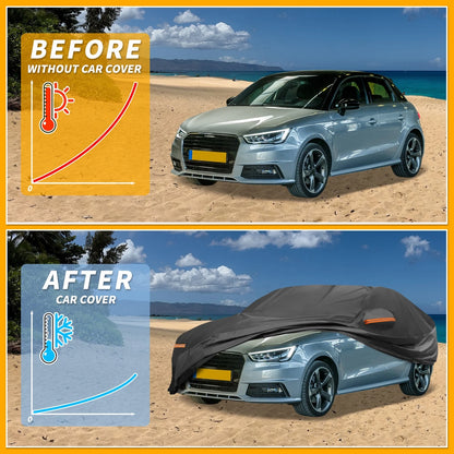 Waterproof Car Cover for Audi A1 (210D-PU, Black, All Weather)