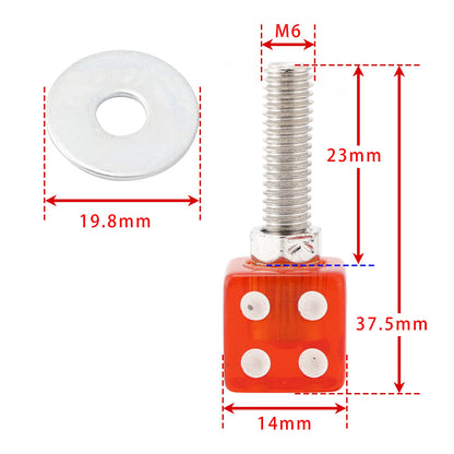 2X Red Dice License Plate Bolts for Motorcycle Bike