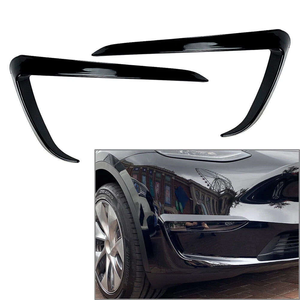 Front Fog Light Eyebrow Cover Trim for Tesla Model Y (2020–2023) Black