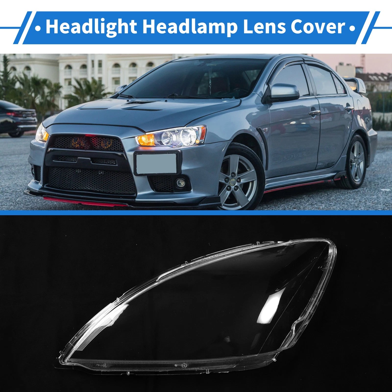 Headlight Lens Cover Front Left for Mitsubishi Lancer (2004–2007) Clear