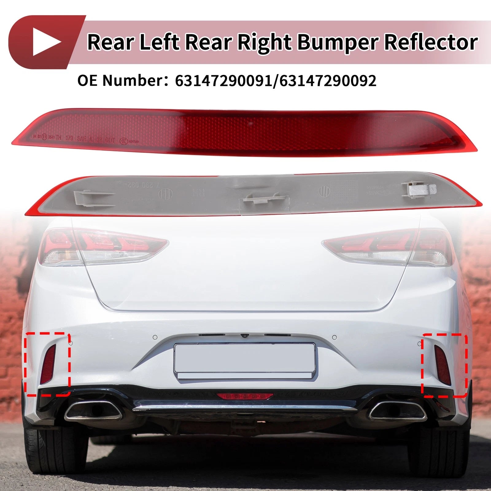 Rear Bumper Reflectors Pair Left Right for BMW X5 (2000–2006)