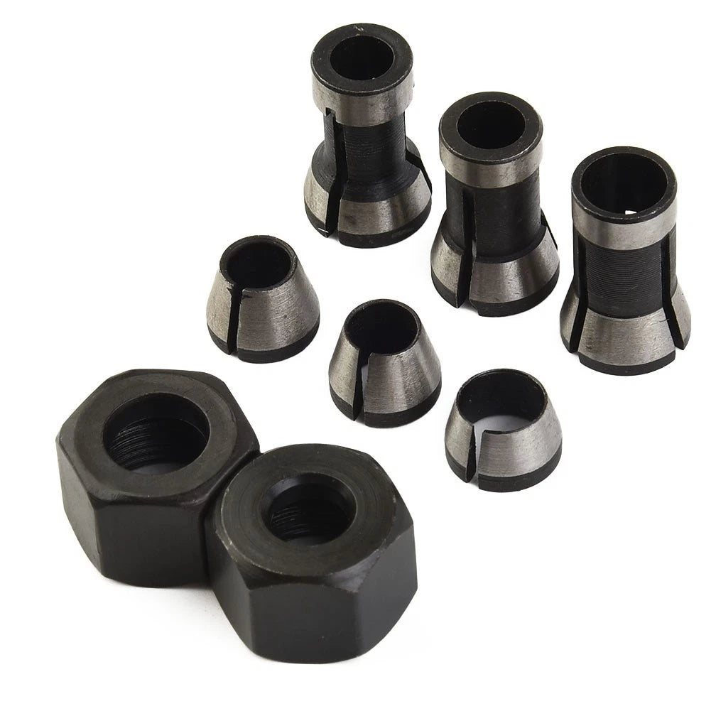 6Pcs Router Bit Collet Chuck Adapter + 2Pcs Nuts for Engraving Machine