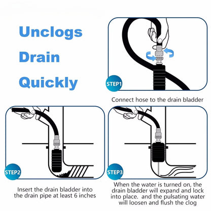 3 Pcs Rubber Drain Cleaning Bladders for Universal Use (1-6 Inches)