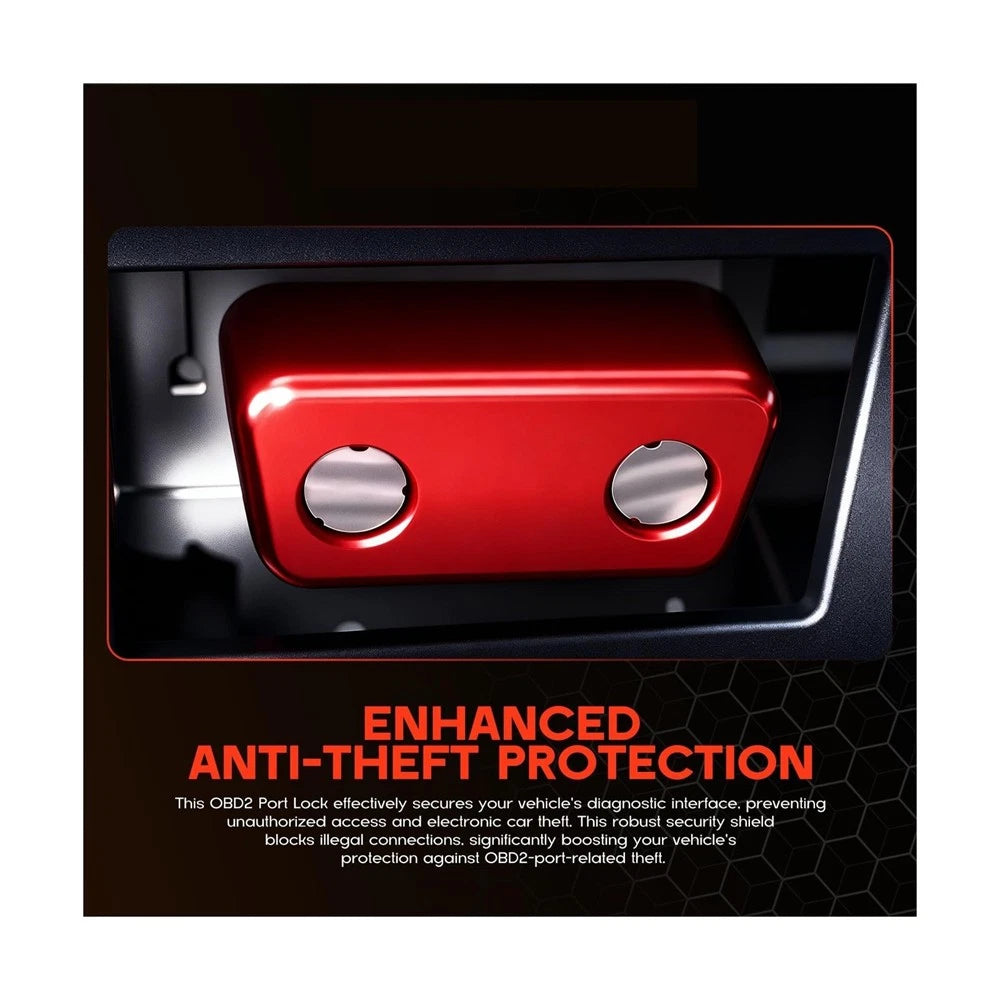 OBD2 Port Lock Anti-Theft Device for Standard OBD2 Interface (Red Chrome)