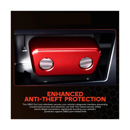 OBD2 Port Lock Anti-Theft Device for Standard OBD2 Interface (Red Chrome)