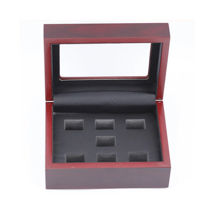 7 Holes Wooden Storage Box for Championship Rings Display
