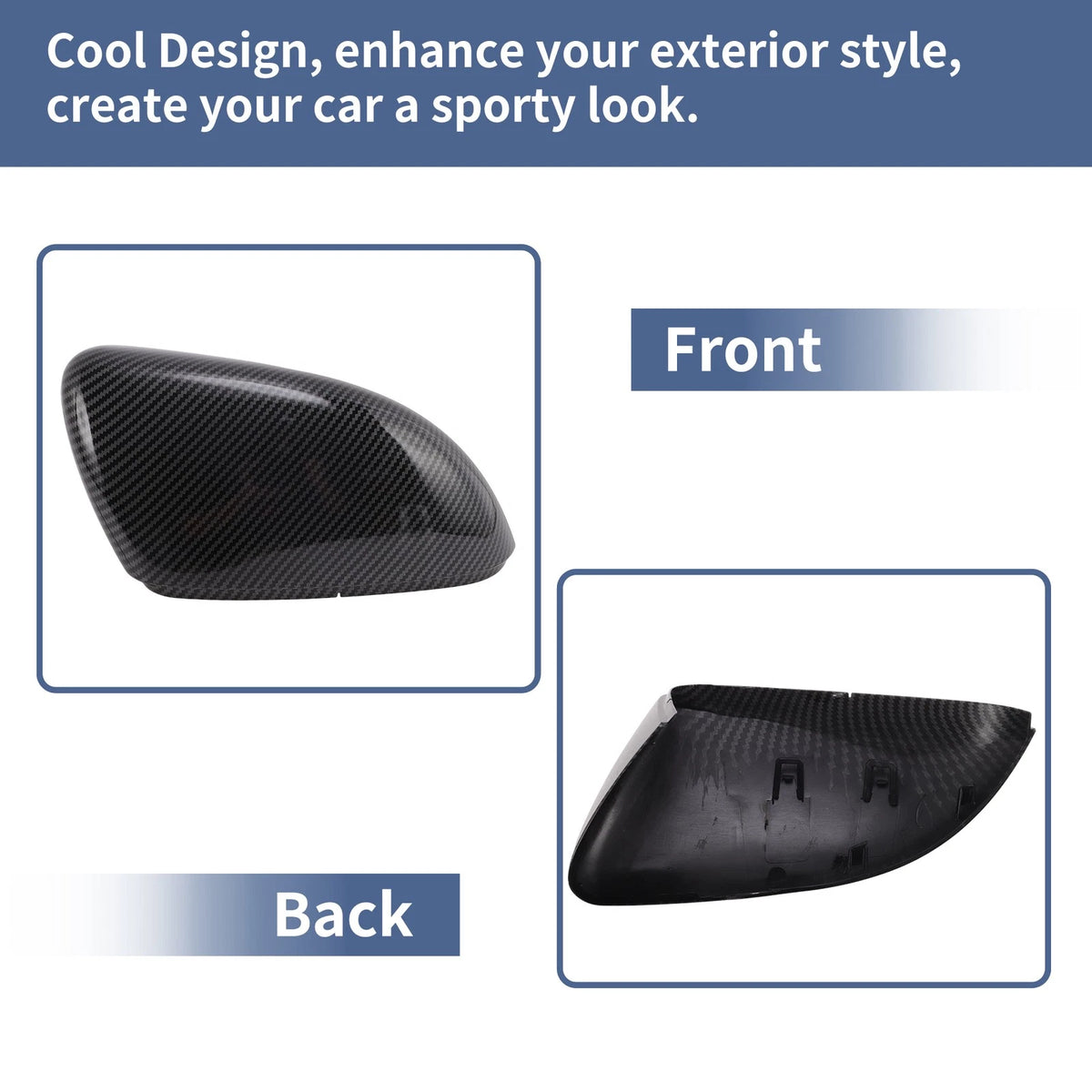 2X Rearview Mirror Cover Cap for Volkswagen Golf VI (2009–2013)