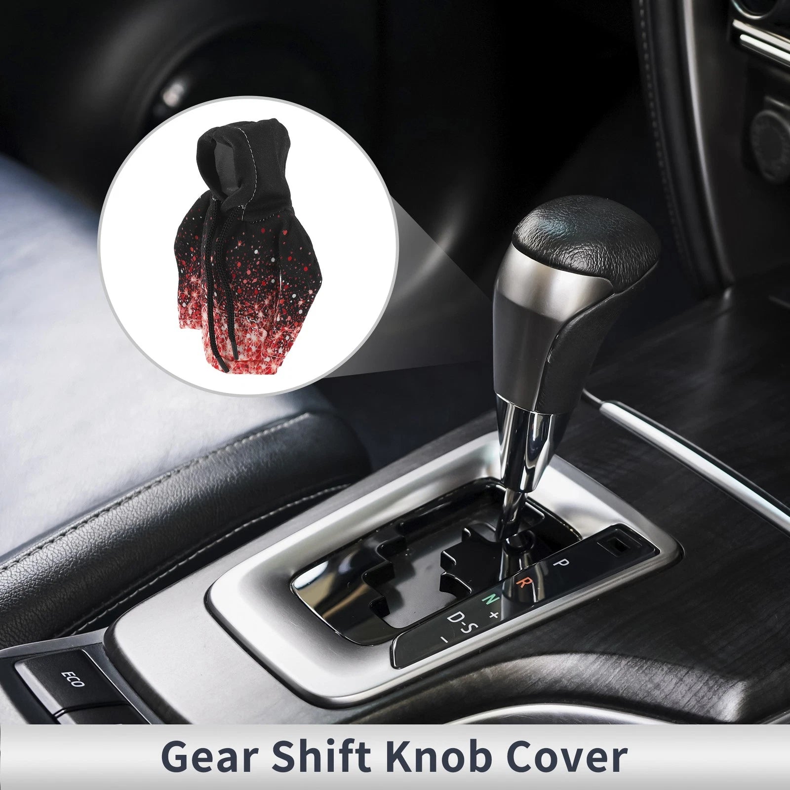 Gear Shift Knob Cover for Universal Cars - Black/Red Polyester