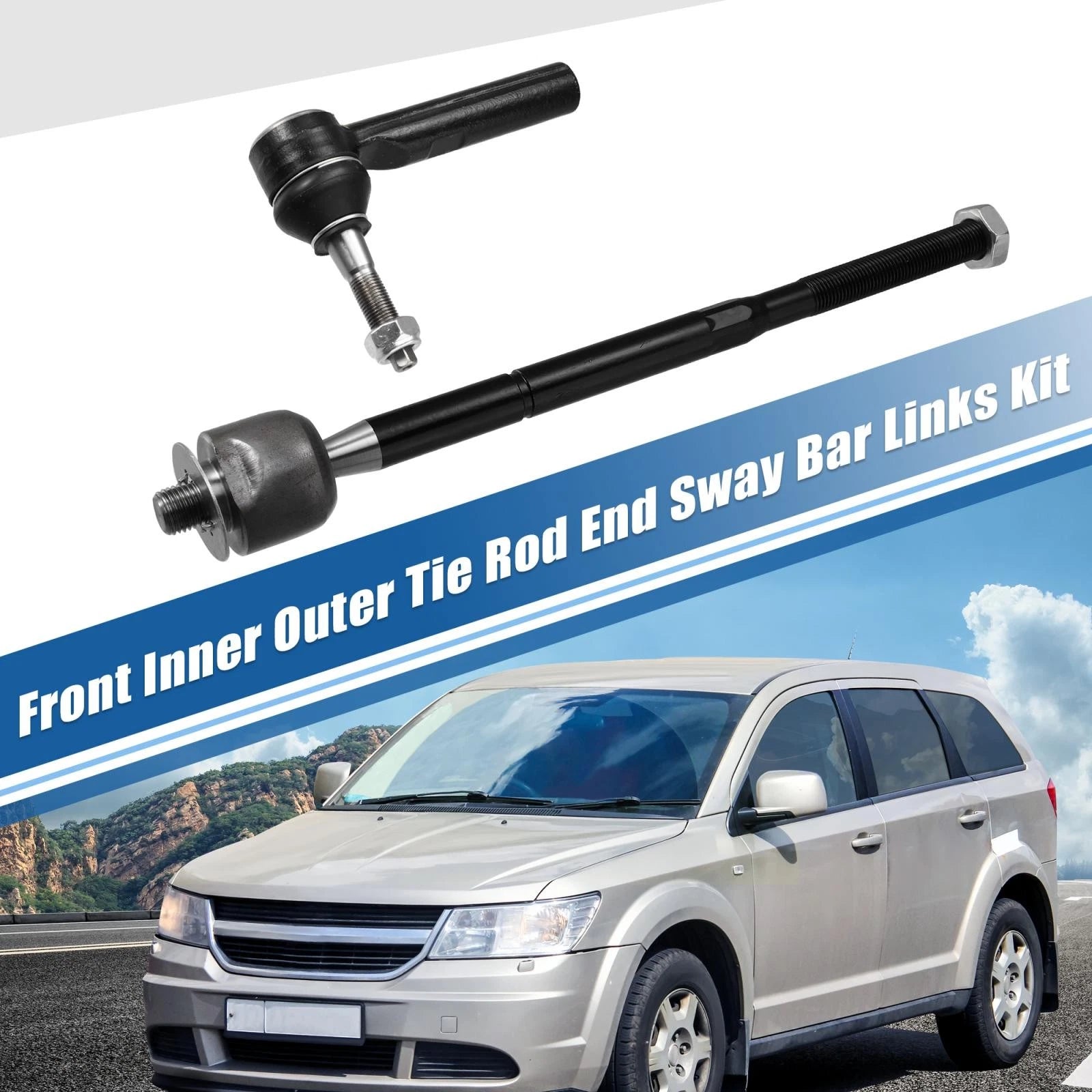4PCS Front Inner Outer Tie Rod End Links Replacement for Dodge Caliber (2007–2012)