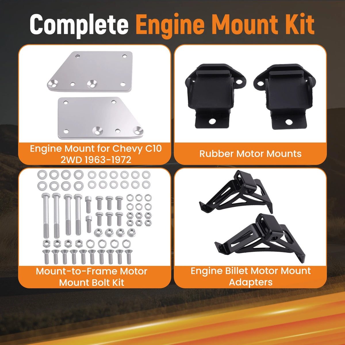 Engine Motor Mounts for Chevy C10 (1963–1972) LS Engine Installation Brackets