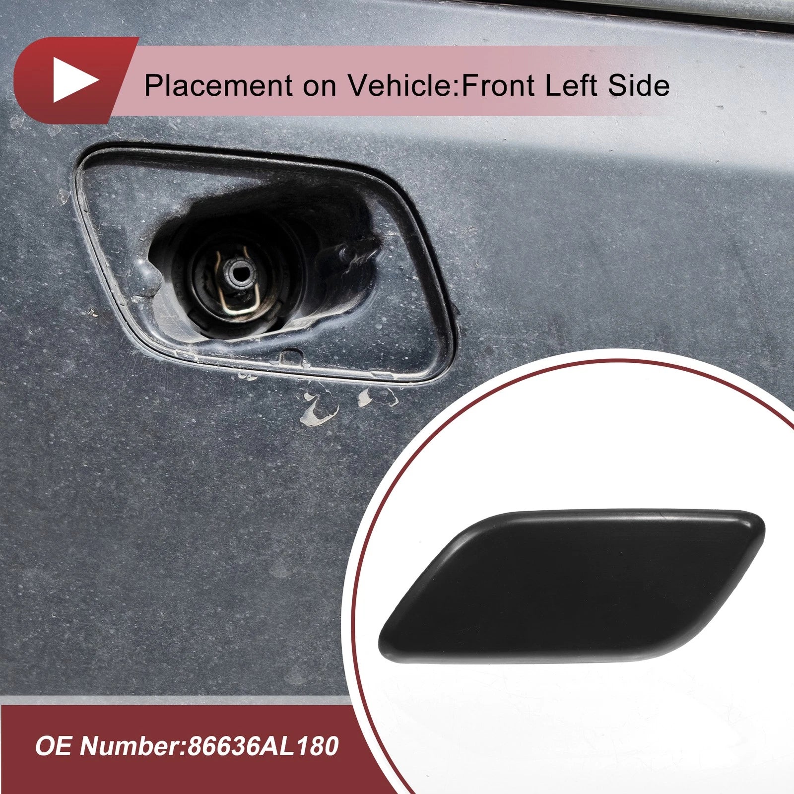Washer Nozzle Cover Cap Front Left for Subaru Outback (2010–2018) Unpainted