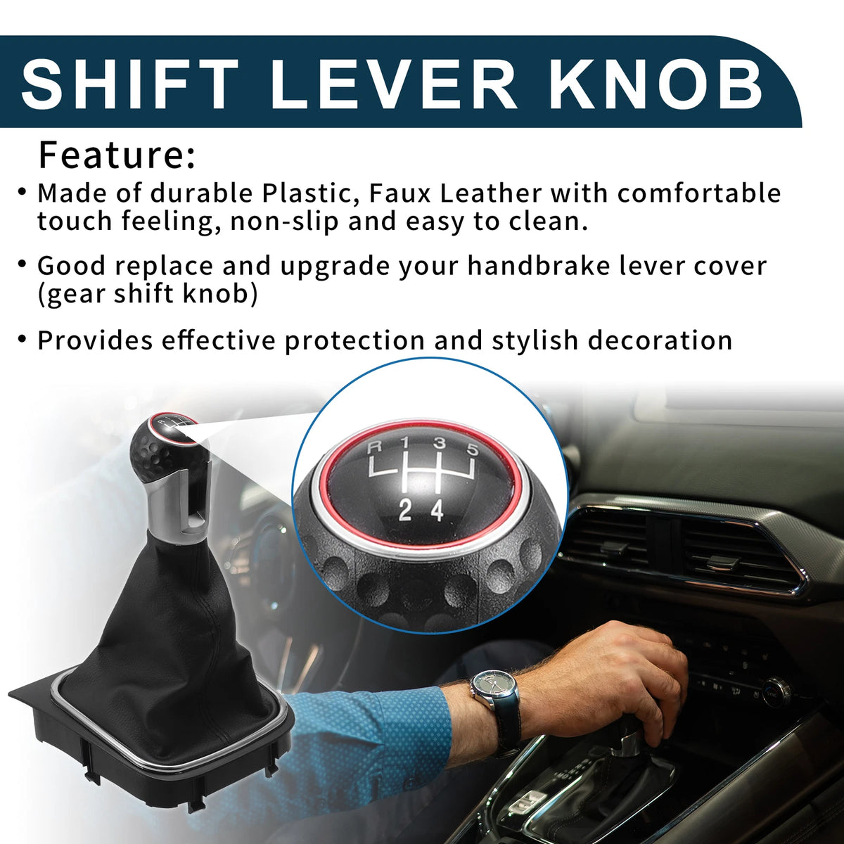 5 Speed Gear Shift Knob with Cover for VW Golf 6 MK6 GTI (2009–2013)