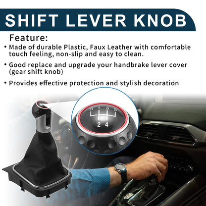 5 Speed Gear Shift Knob with Cover for VW Golf 6 MK6 GTI (2009–2013)
