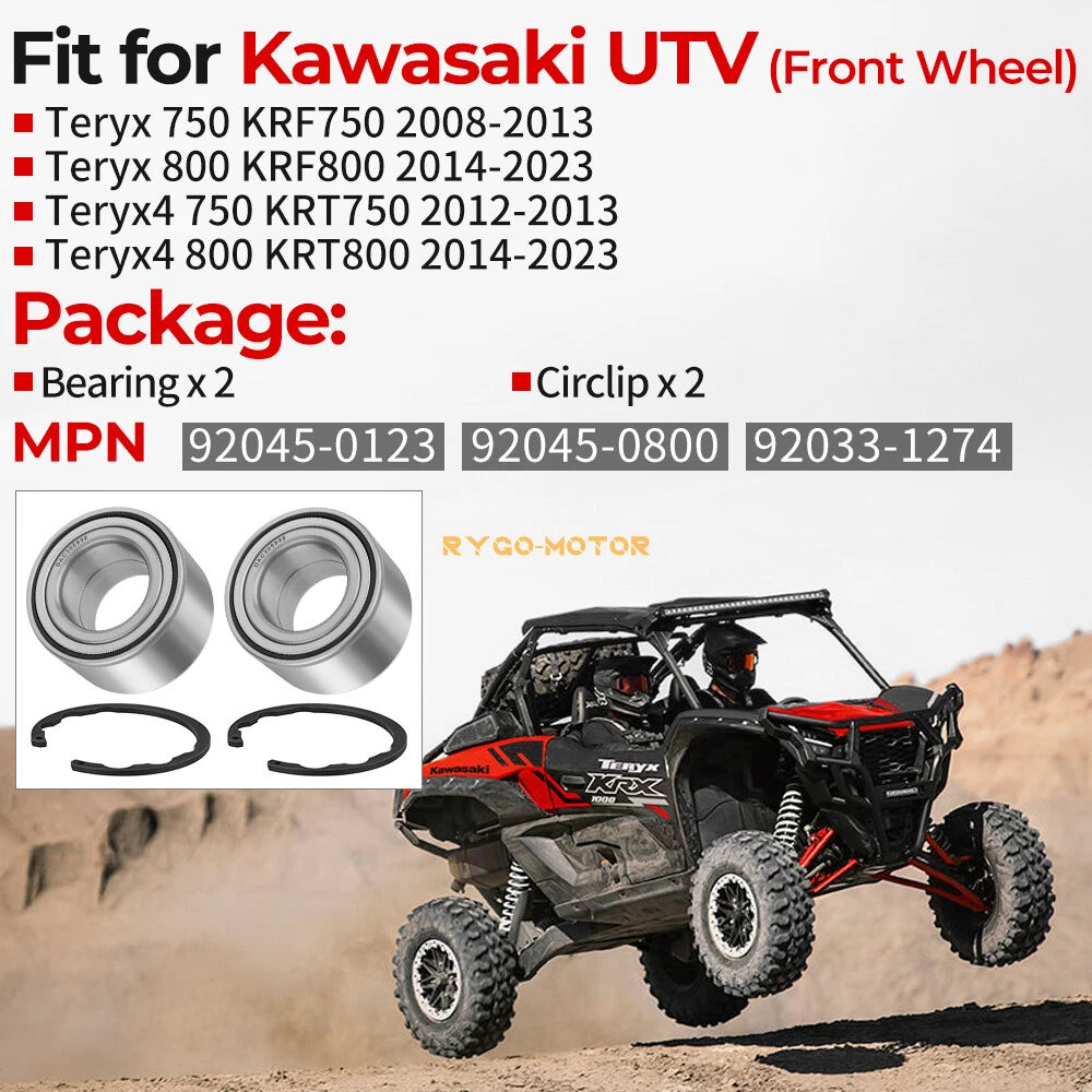 2 Front Wheel Ball Bearings for Kawasaki Teryx Teryx4 750 800 (2008–2023)