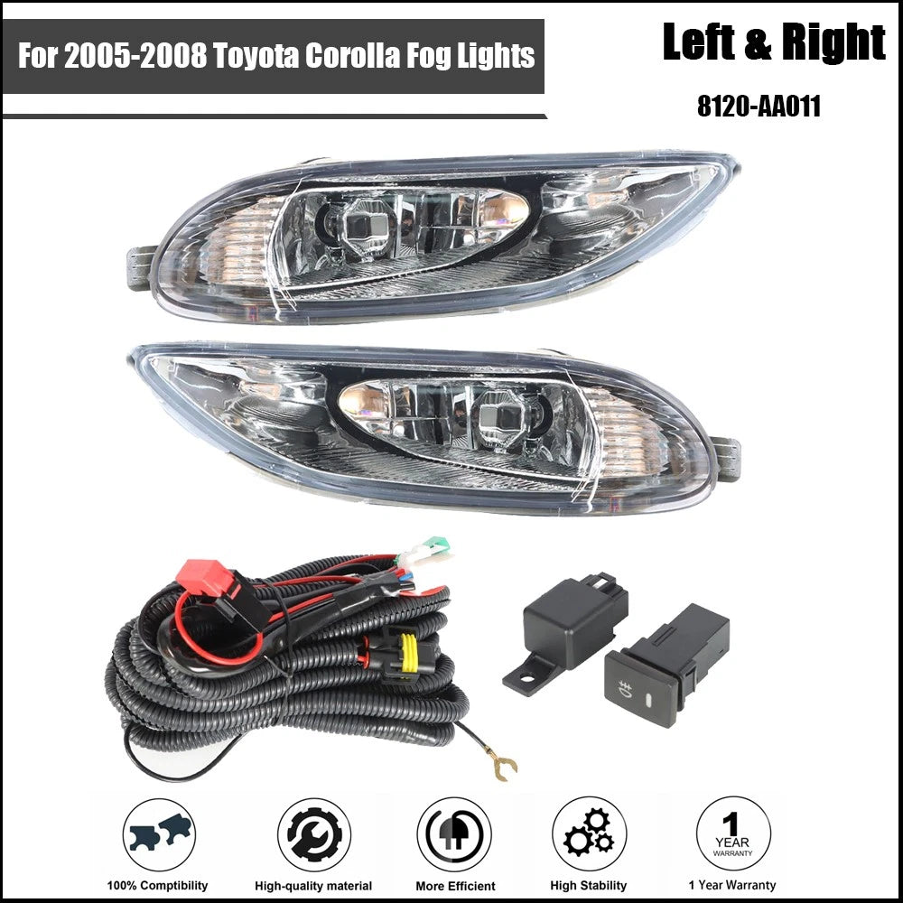 Fog Light Wiring Kit with Bulbs for Toyota Corolla (2005–2008)