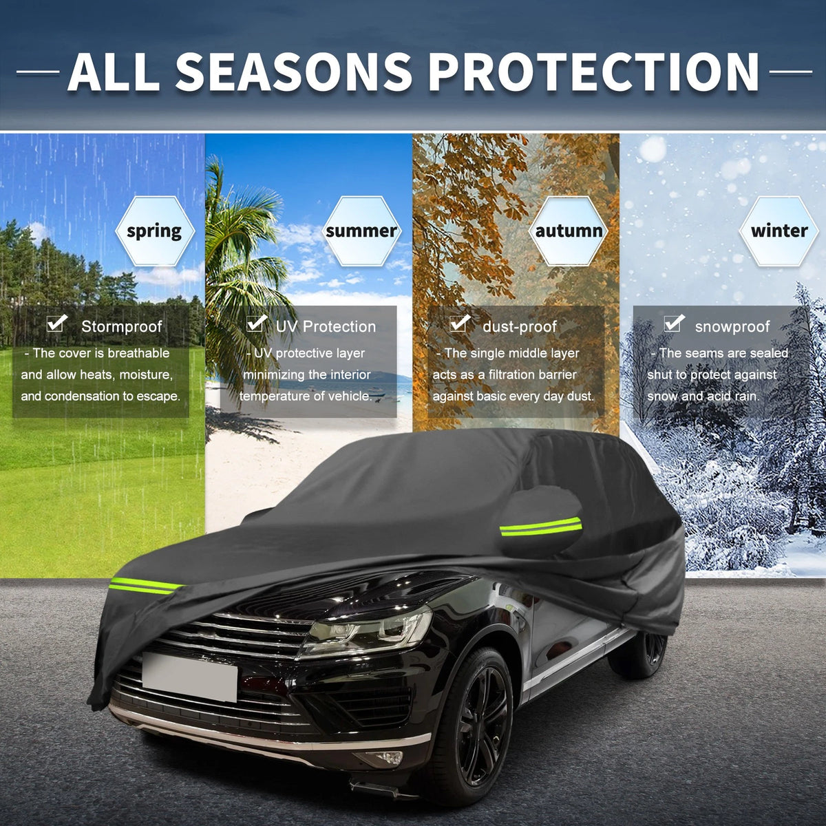 Waterproof Car Cover 210D PU with Zipper for Volkswagen Touareg (2002–2018)