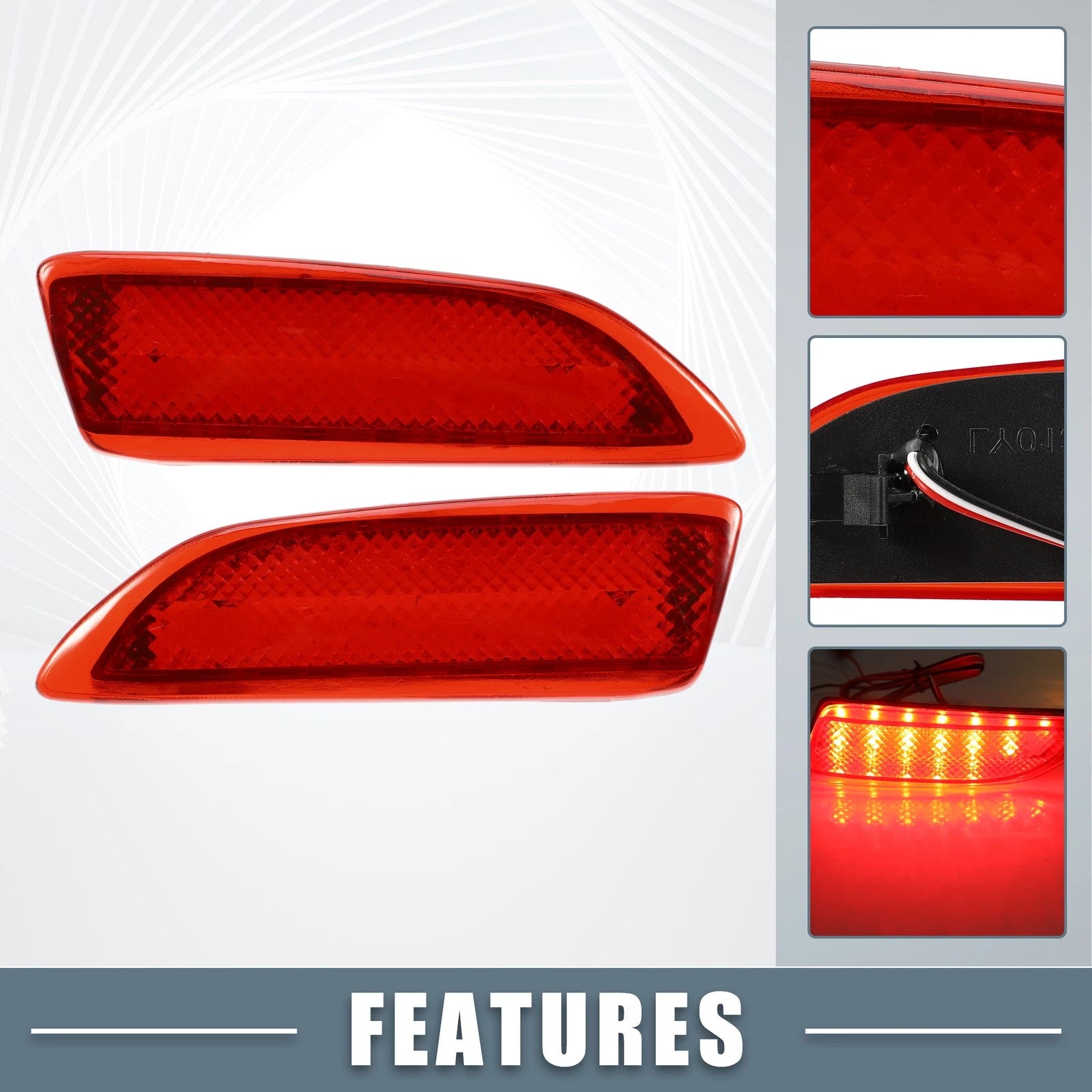 2pcs Rear Bumper Reflector LED Brake Tail Light for Toyota Corolla (2008–2013)