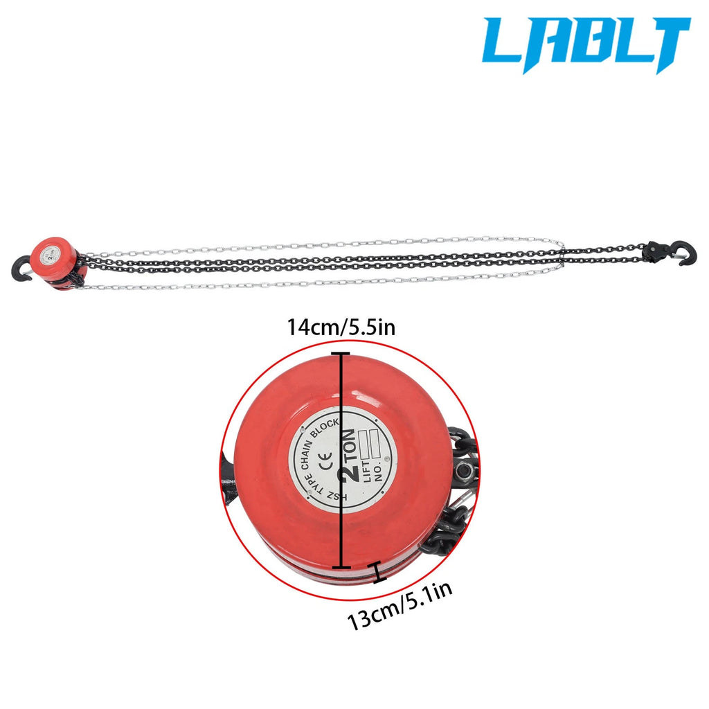 2 Ton Manual Chain Hoist for (4400 lbs Capacity, 7' Lift)