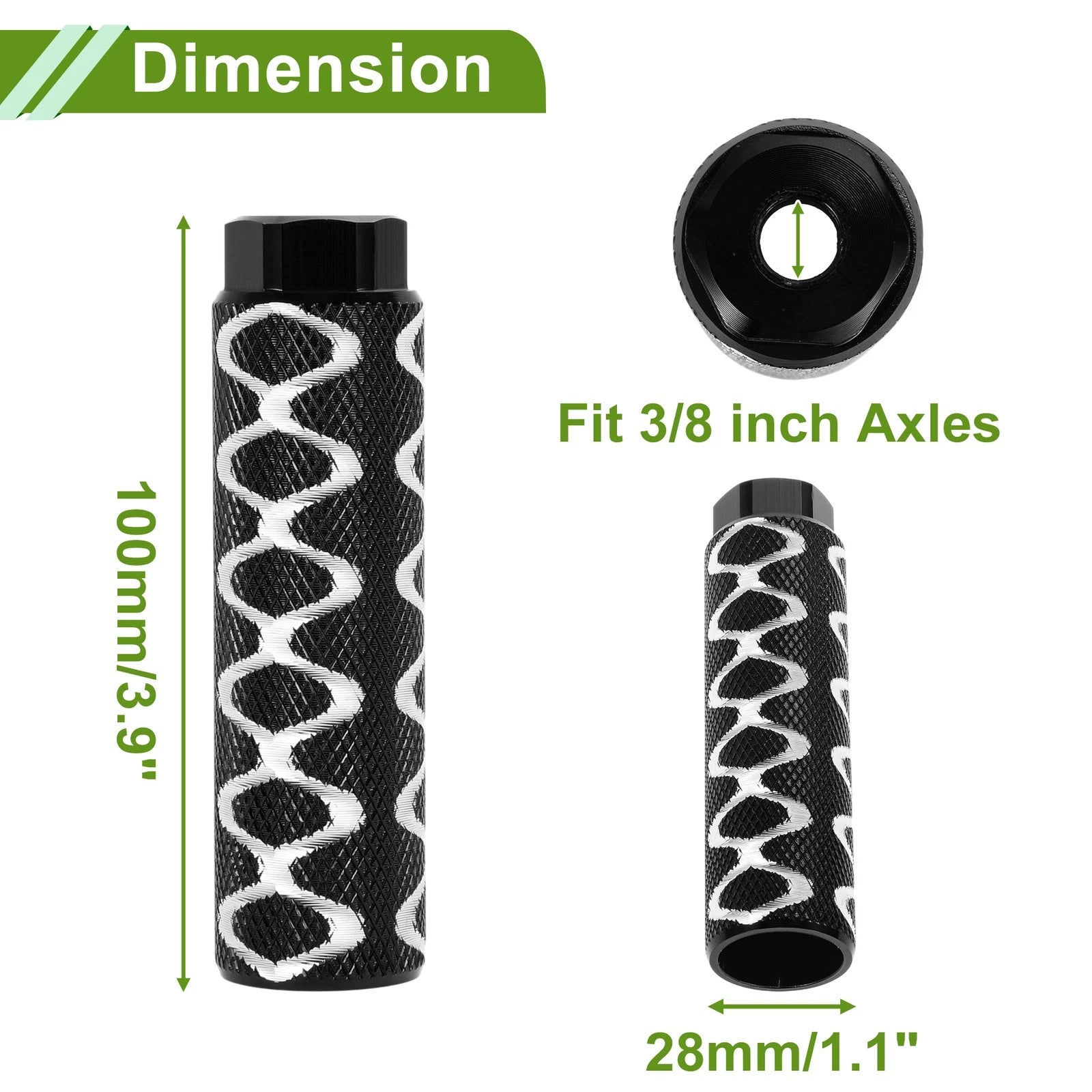 Bike Pegs 100mm Circle Texture Replacement Set for Black (Universal)