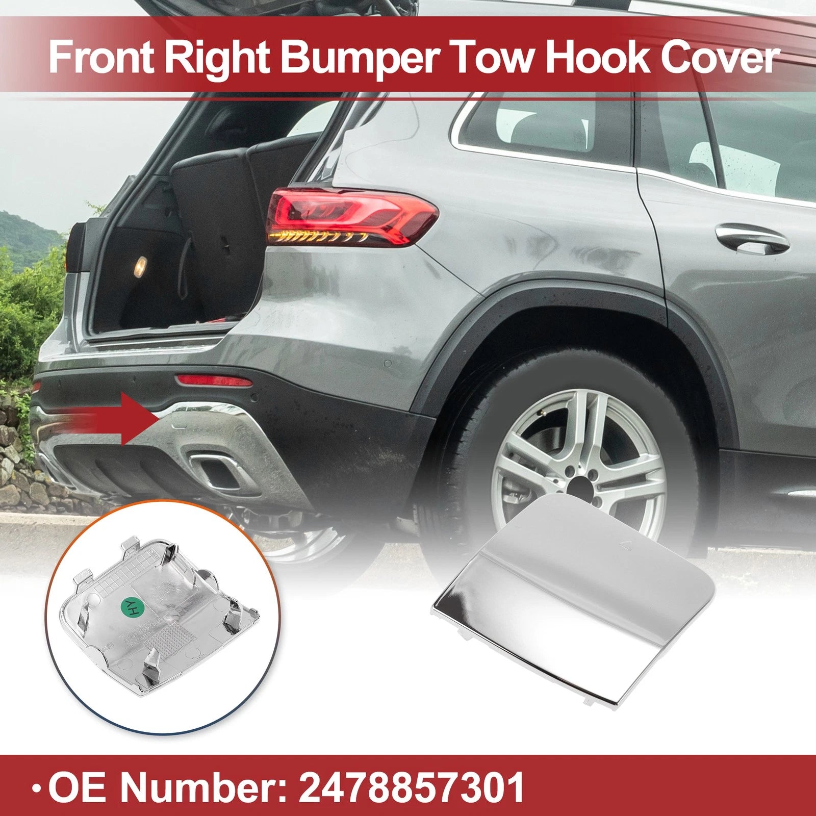 Tow Hook Cover Cap Replacement for Mercedes-Benz GLB250 (2020–2023)