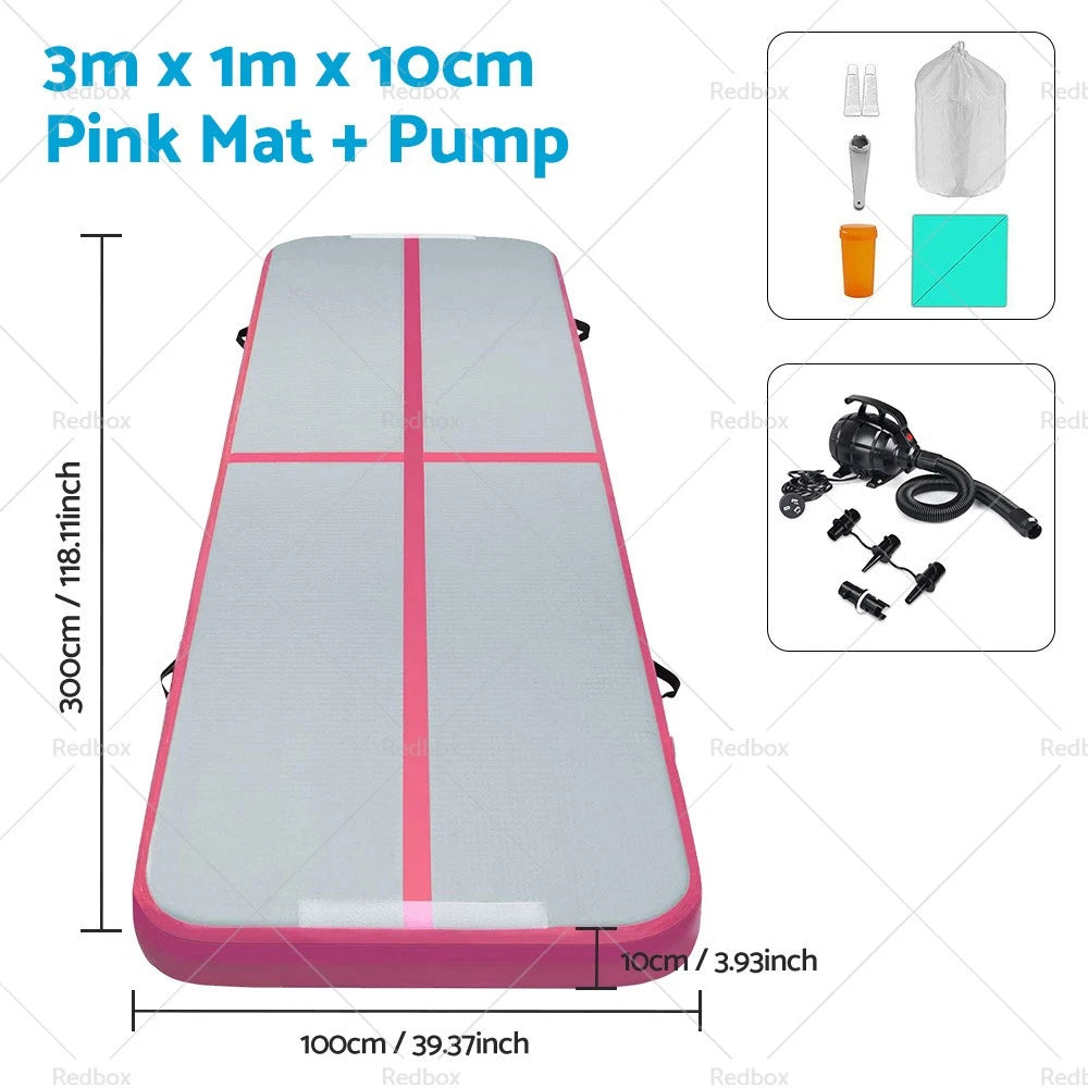Inflatable Gym Mat Set for Indoor Exercise (Pink)
