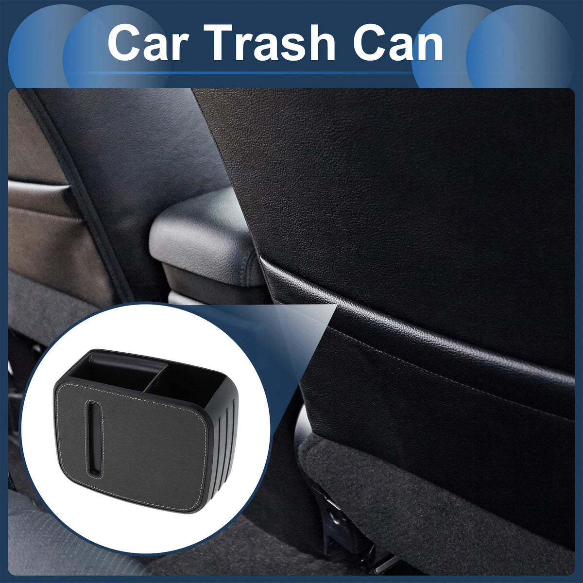 Set of 1 Car Trash Can for Front Seat Back Row (Gray)