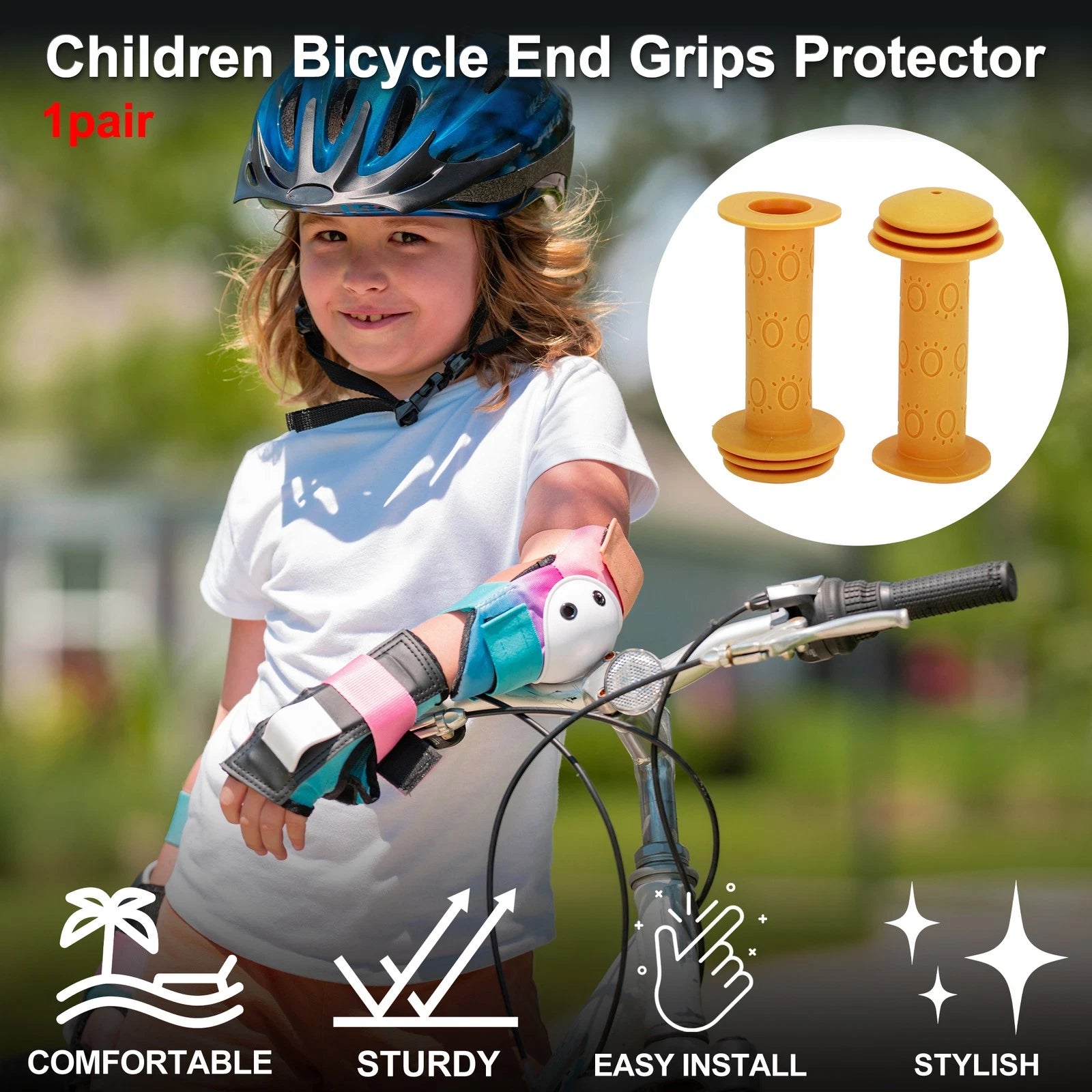 Handlebar Grip Covers 105mm Soft MTB End Grips Protector for Child Bike (1 Pair)