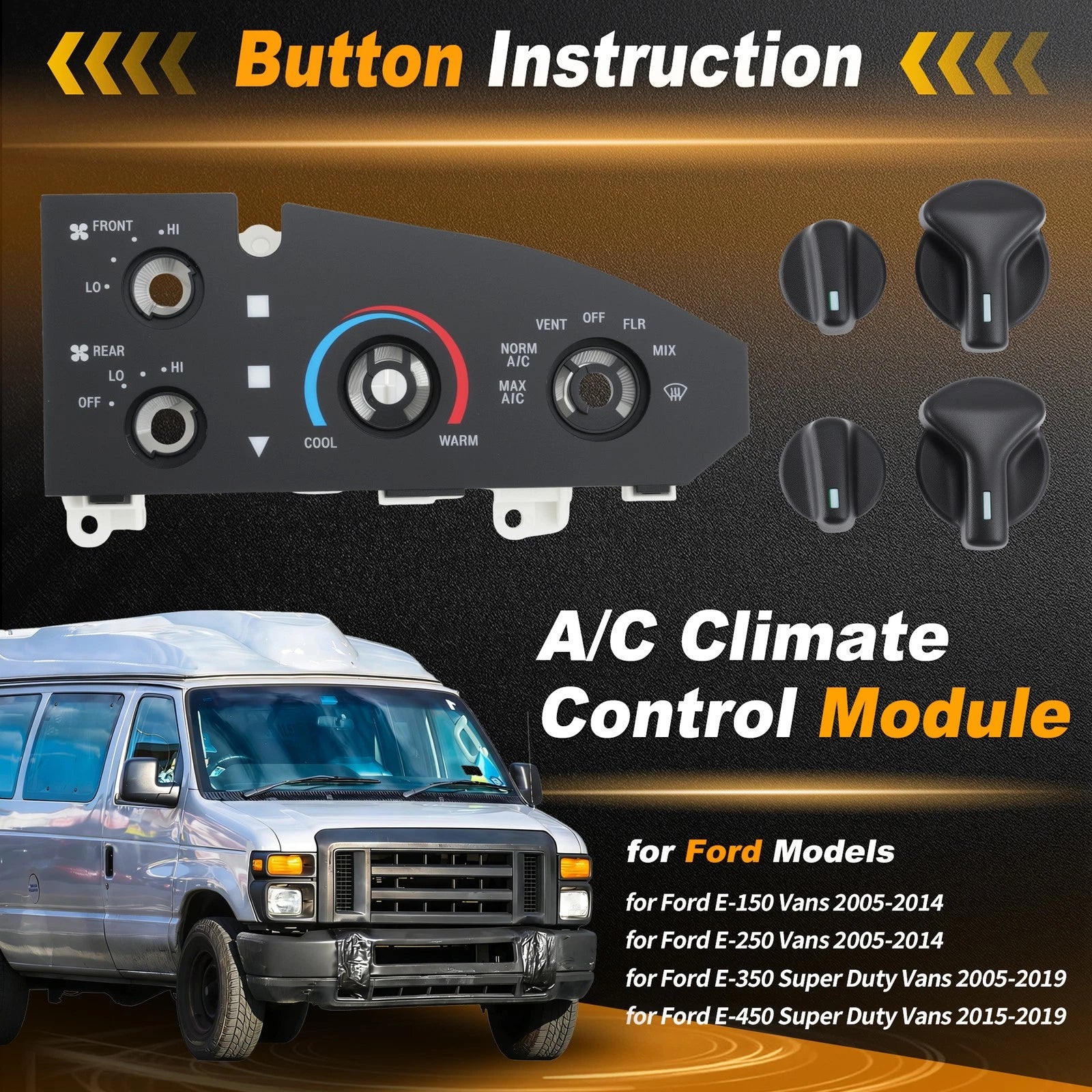 AC Heater Climate Control Module Panel 5C2Z19980BA for Ford E150 E250 (2005–2014)