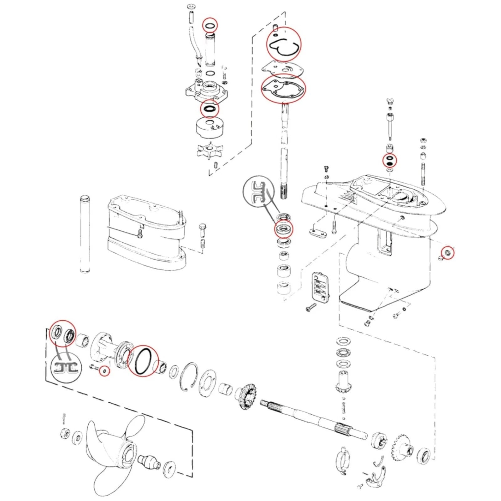 Lower Unit Seal Kit for Evinrude Johnson 35hp Outboard (18-2658)