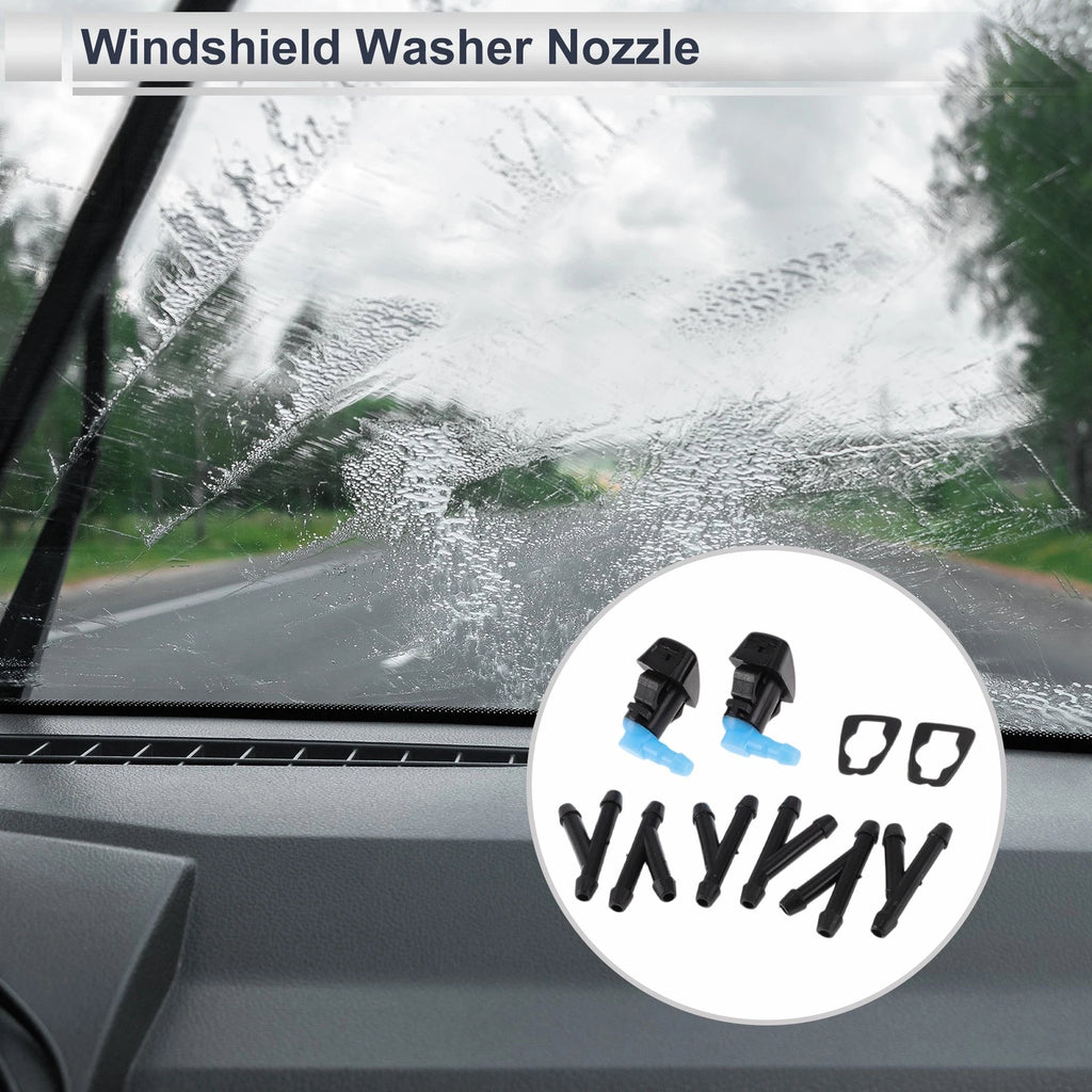 Windshield Washer Nozzle Replacement Kit with 6 Hose Connectors for Ford (2000–2011)