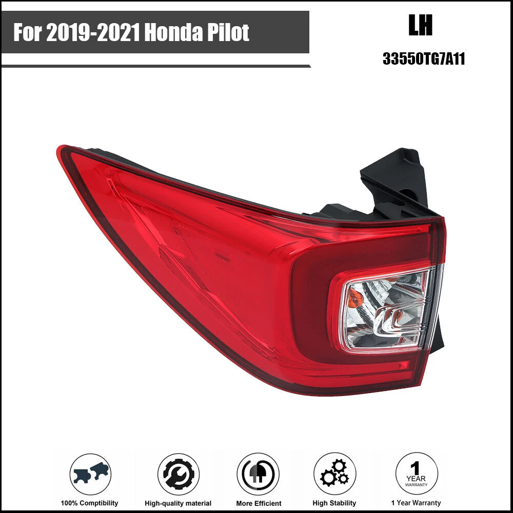 LED Tail Light for Honda Pilot (2019–2021) Left Driver Side Chrome