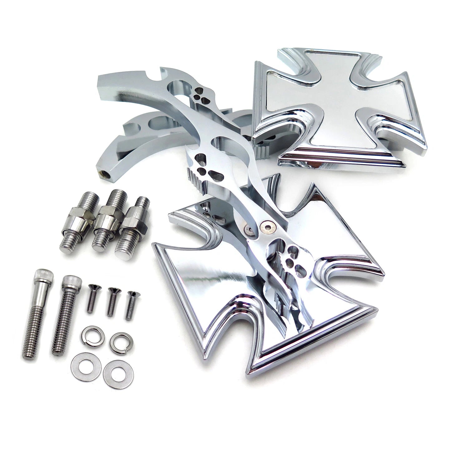 Maltese Cross Acrylic Mirrors for Harley Dyna Wide Glide (Chrome)