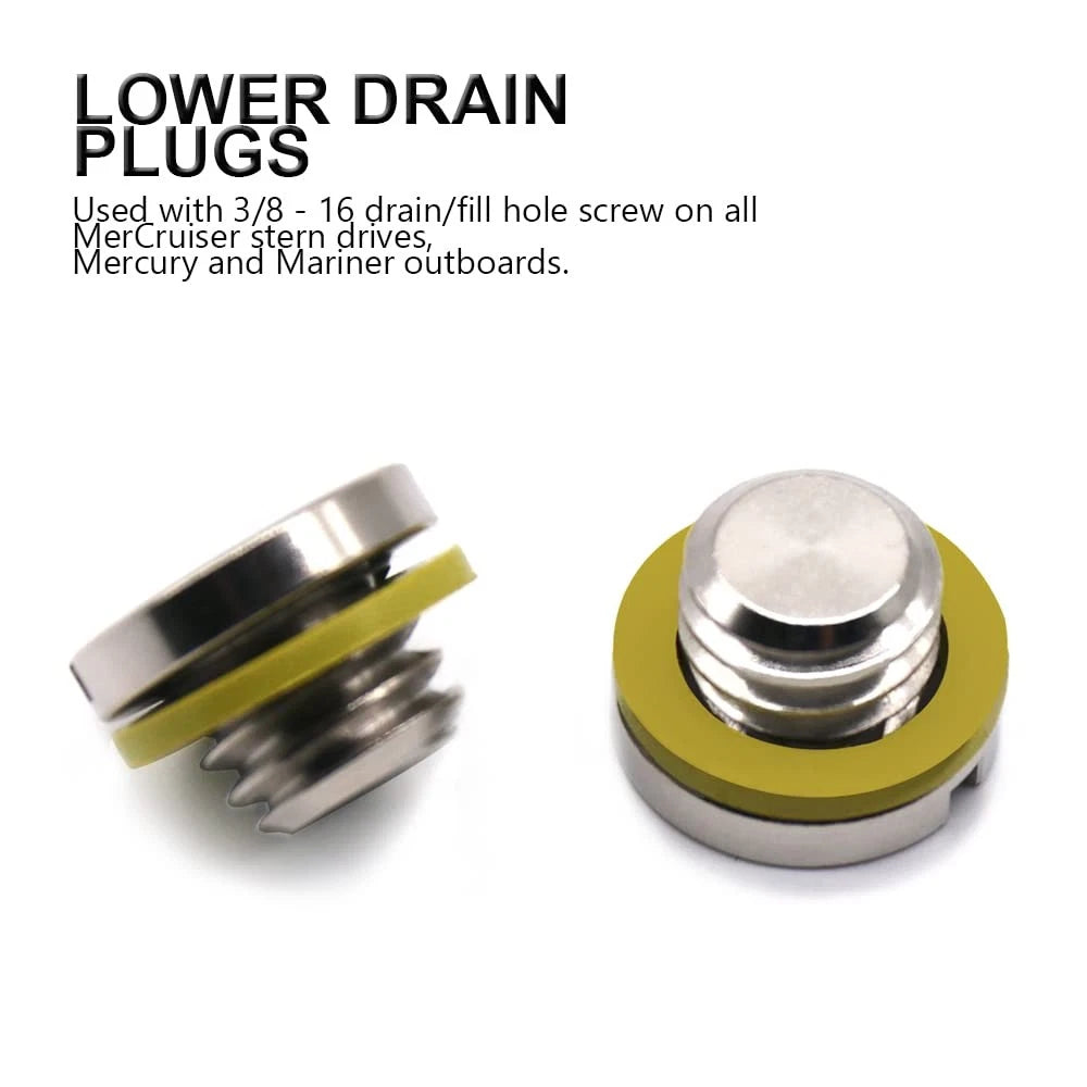 Lower Drain Plugs for Mercruiser Bravo/Alpha1 Gen2 (Replaces 10-79953Q2, 10-79953A2)